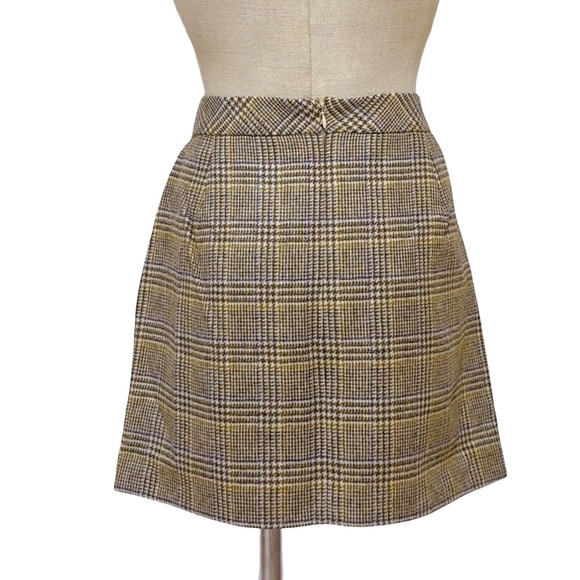 J. Crew Women's Tan/Brown 100% Wool Plaid Mini Skirt Size 12 - Picture 3 of 8